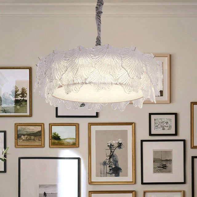 Lightsin Modern Vintage Leaf Glass Pendant Light with Metal Frame for Living Room Lightsin UK 