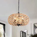 Lightsin Rustic Hemp Rope and Iron Globe Pendant Light for Living Spaces Lightsin UK 