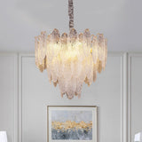 Lightsin Elegant Layered Design Champagne Gold Luxury Glass Chandelier Lightsin UK 