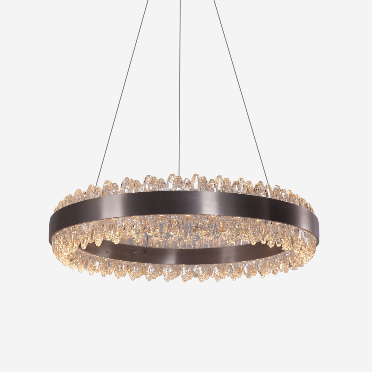 Lightsin Stylish Gold LED Circular Pendant Light with Crystal Edges Lightsin UK 