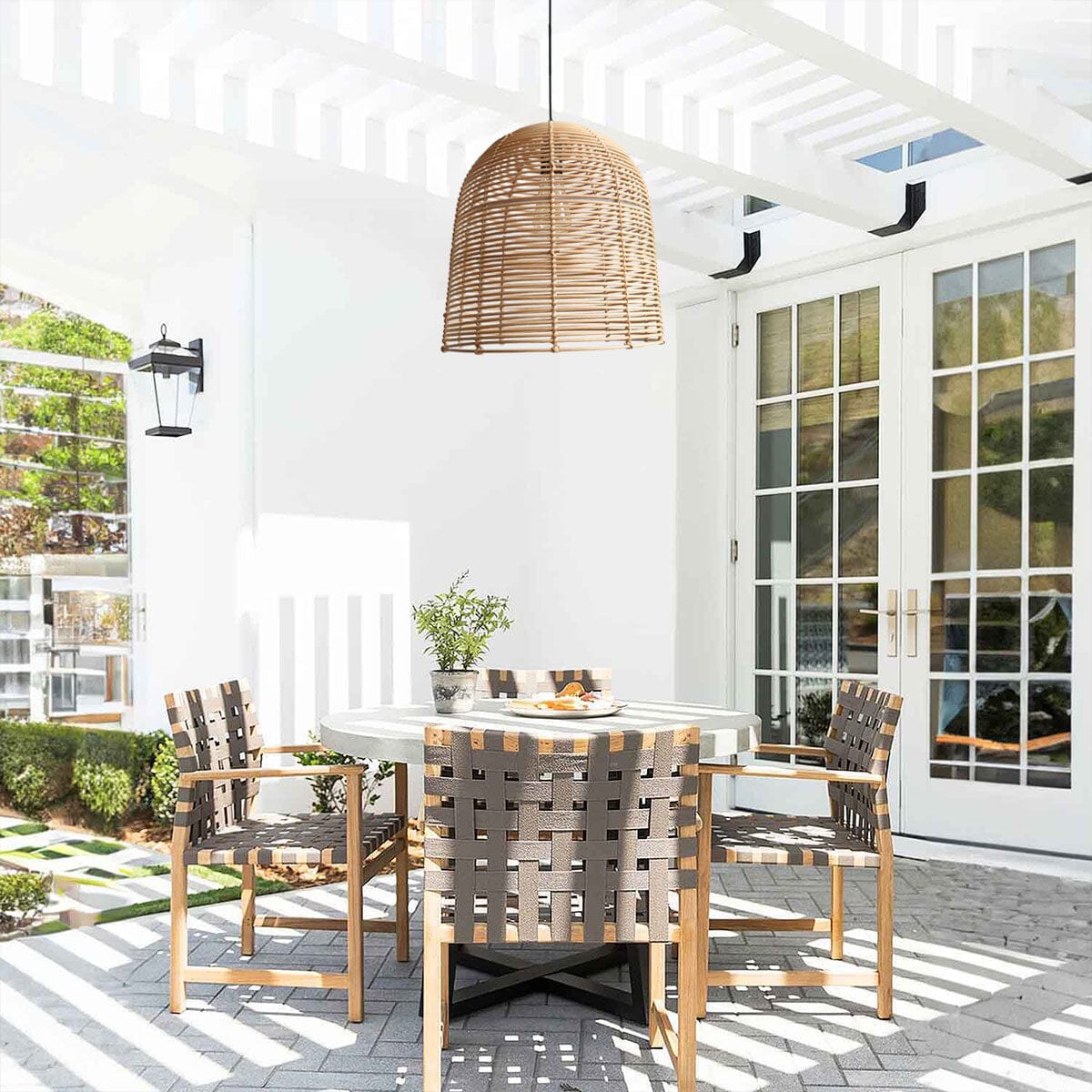 Lightsin Rustic Woven Rattan and Iron Dome Pendant Light for Cozy Spaces Lightsin UK 