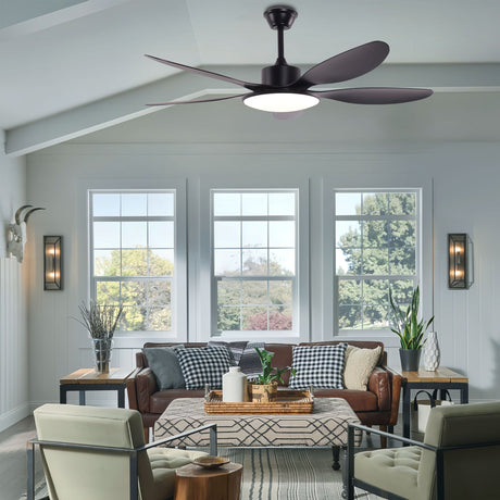 Lightsin Ceiling Fan with Light Low-Noise 5-Blade Fan Light with Adjustable Speeds and Timer Lightsin UK Black 