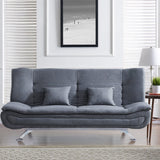 182CM Convertible Wide Grey 3 Seater Linen Sofa Bed with 2 Pillows Sofa Beds Living and Home 