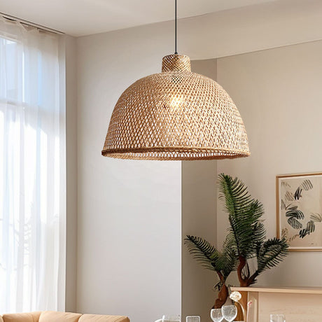 Lightsin Natural Bamboo Woven Dome Pendant Light for Cozy Spaces Lightsin UK 