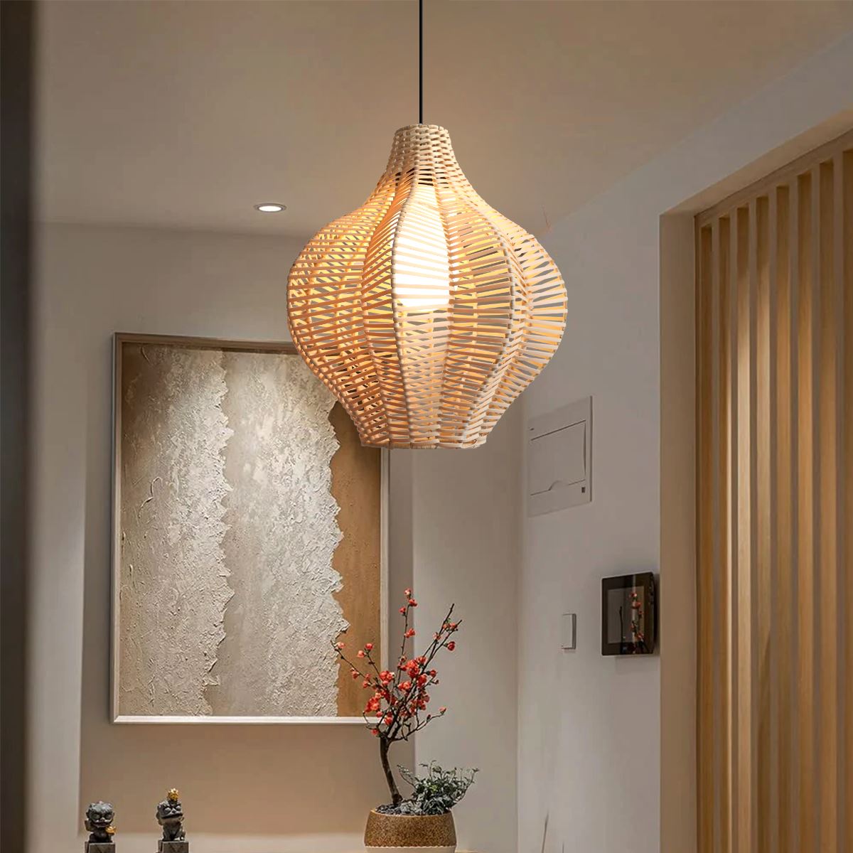 Lightsin Minimalist Handmade Wooden Rattan Pendant Light Lightsin UK 