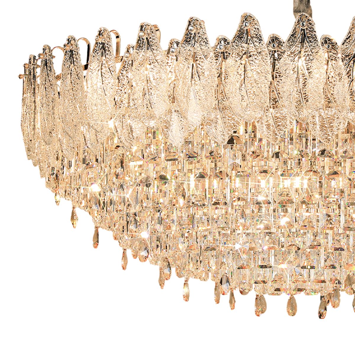 Lightsin Champagne Gold Crystal Leaf Chandelier Lightsin UK 