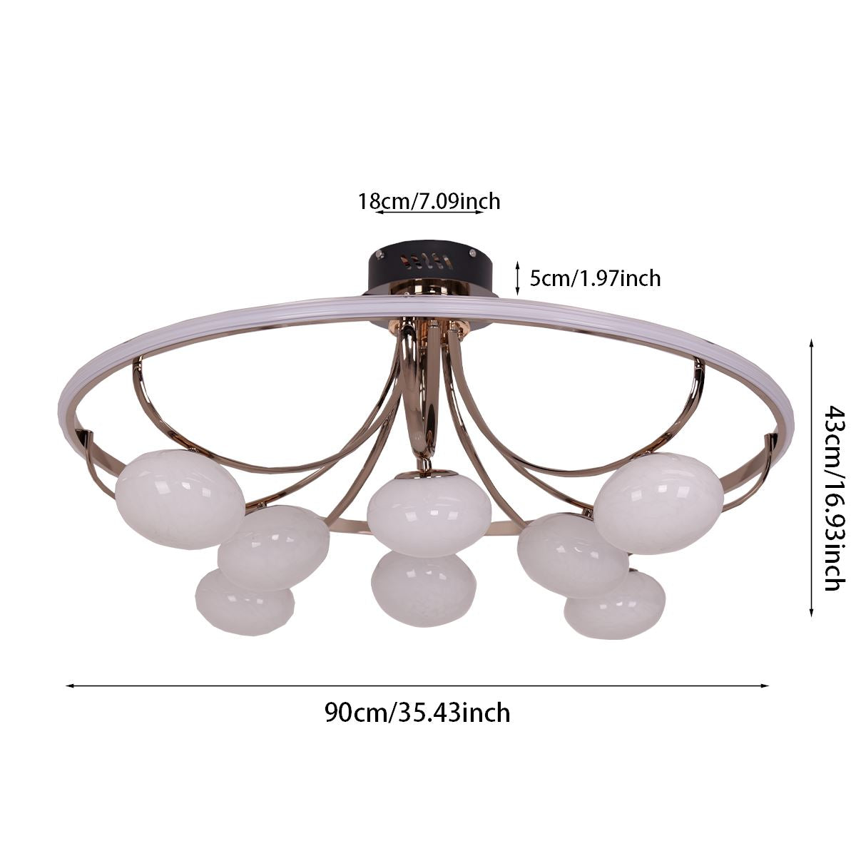 Lightsin Contemporary Iron Aluminum LED Ceiling Light with Marble Glass Lightsin UK 