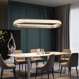 Lightsin Elegant Champagne Gold Oval Pendant Light with Crystal Accents Lightsin UK 