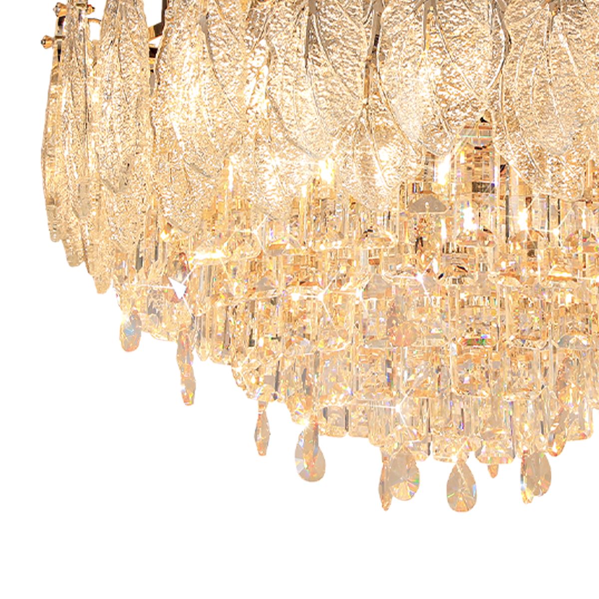 Lightsin Champagne Gold Crystal Leaf Chandelier Lightsin UK 