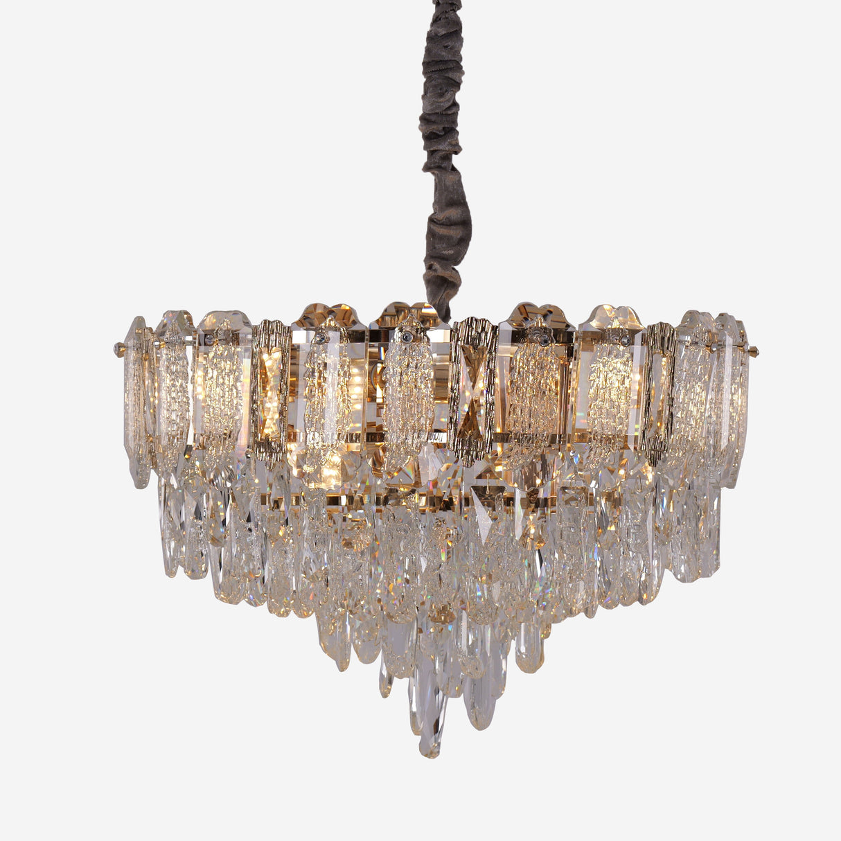 Lightsin Elegant Crystal-Accented Champagne Gold Crystal Chandelier Pendant Light Lightsin UK 