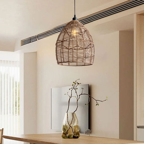 Lightsin Bohemian Woven Rattan and Iron Pendant Light for Living Spaces Lightsin UK In Stock 