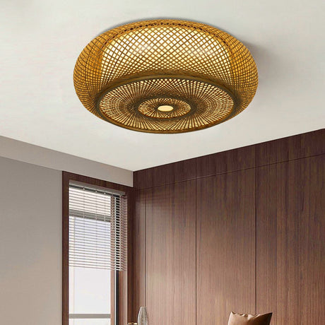 Lightsin Handcrafted Zen Bamboo Weave LED Ceiling Light Lightsin UK Diameter 80cm 