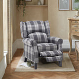 Tartan Upholstered Recliner Chair with Comfortable and Relaxing Footrest Recliners-AWIN Living and Home 