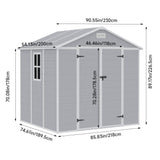 8x6ft Outdoor Apex Roof Plastic Tool Shed with Dual-door (Ver.2) Living and Home 