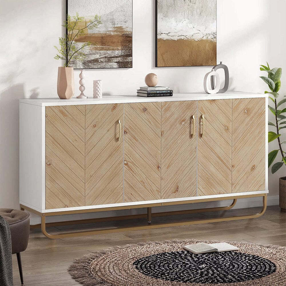 Modern Wooden Three Doors Side Cabinet Living and Home 