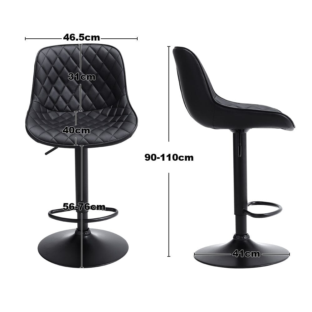 Set of 2 Faux Leather Height Adjustable Bar Stool Black Bar Stools Living and Home 