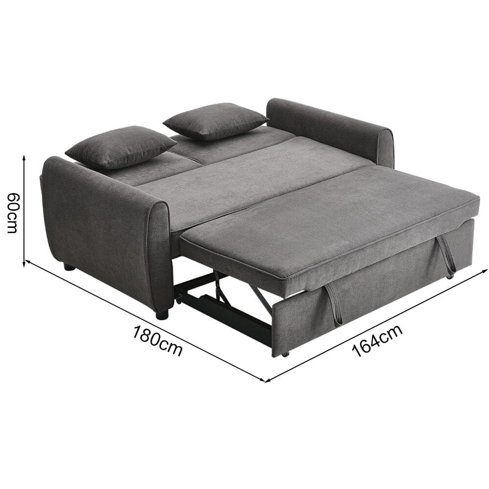 3 in 1 Grey Convertible Sofa Bed lounger 164cm Wide Sofa Beds Living and Home 