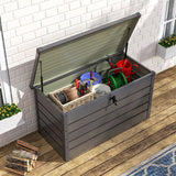 350L Grey Metal Outdoor Garden Storage Box Lockable Garden Storage Boxes Living and Home 