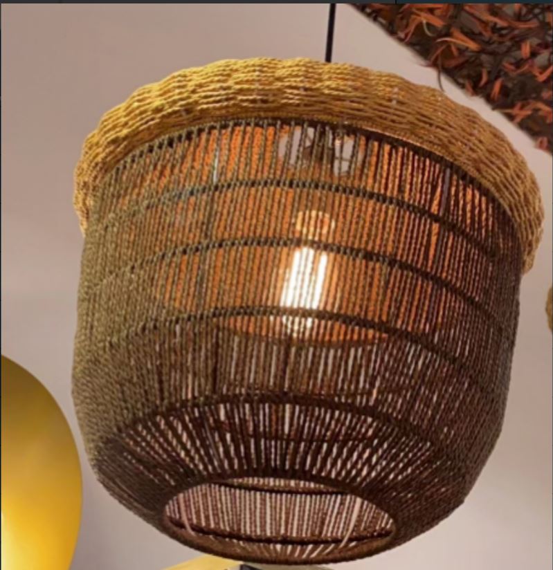 Lightsin Rustic Paper Rope and Iron Basket Pendant Light for Cozy Spaces Lightsin UK 