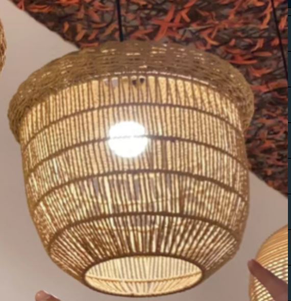 Lightsin Rustic Paper Rope and Iron Basket Pendant Light for Cozy Spaces Lightsin UK Light Brown 