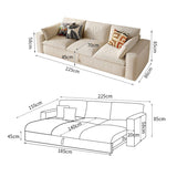 Cottonfy Creamy Tofu Block Pullout Sofa Bed with Storage Living and Home 3-Seater 