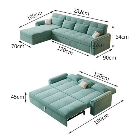 Cottonfy Multifunctional Mint Velvet Pull Out Chaise Sofa Bed with Storage Living and Home Corner-1 