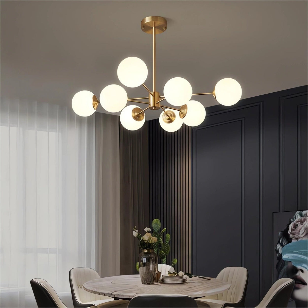 Lightsin Post-Modern Creative Copper Globe Chandelier Lightsin 8-Light 