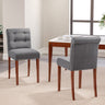 Set of 2 Contemporary Buttoned Accent Dining Chair Studded Rim Blue/Grey Living and Home Grey 