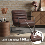 Retro Style PU leather Upholstered Armchair Metal Base Office Chair Lounge Chairs Living and Home 