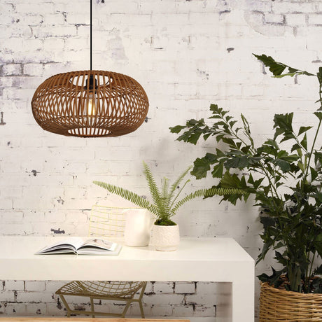 Lightsin Natural Bamboo Woven Round Pendant Light for Warm Interiors Lightsin UK In Stock 