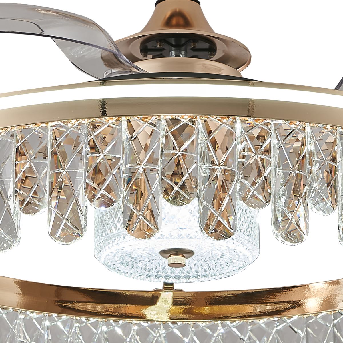 Lightsin 60cm Modern Gold Crystal Ceiling Fan Light Lightsin UK 