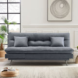 Modern 3-Seater Linen Fabric Sofa Bed with Cushions and 2 Pillows Sofa Beds Living and Home 