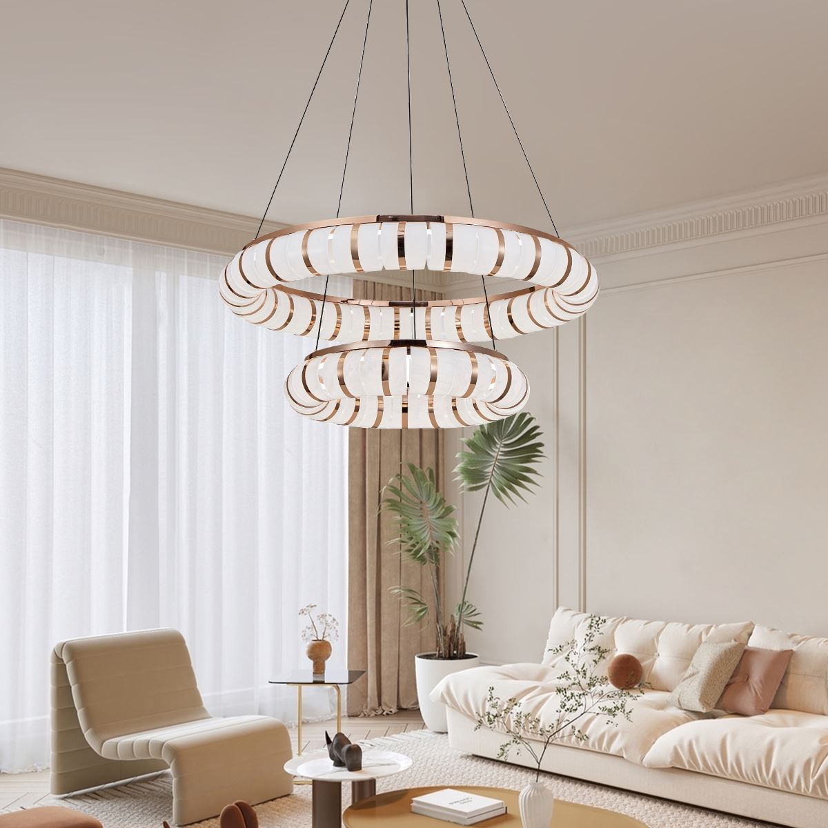 Lightsin Dual-Ring Modern LED Pendant Light with Adjustable Suspension Lightsin UK 