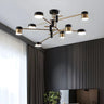 Lightsin Minimalist Gold and Black Ceiling Light Lightsin 8-Light 