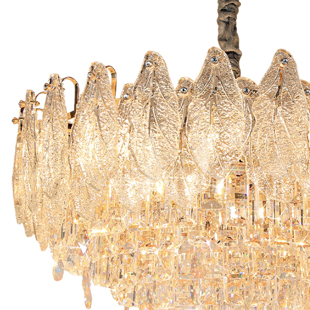 Lightsin Champagne Gold Crystal Leaf Chandelier Lightsin UK 