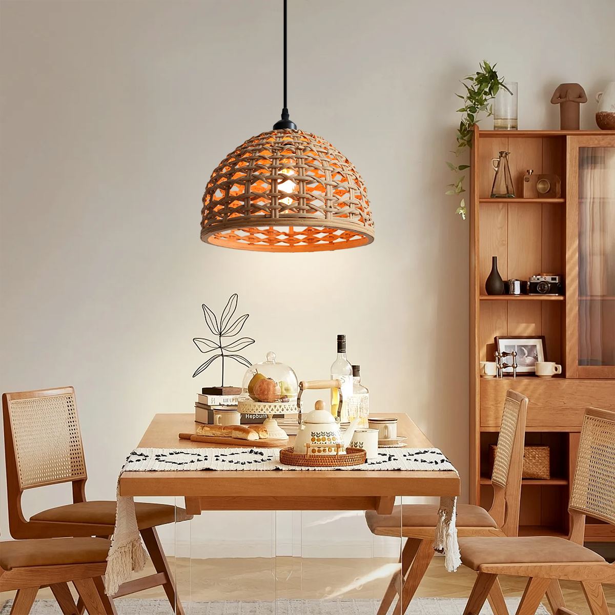 Lightsin Nature-Inspired Wooden Dome Warm Glow Pendant Light Lightsin UK 