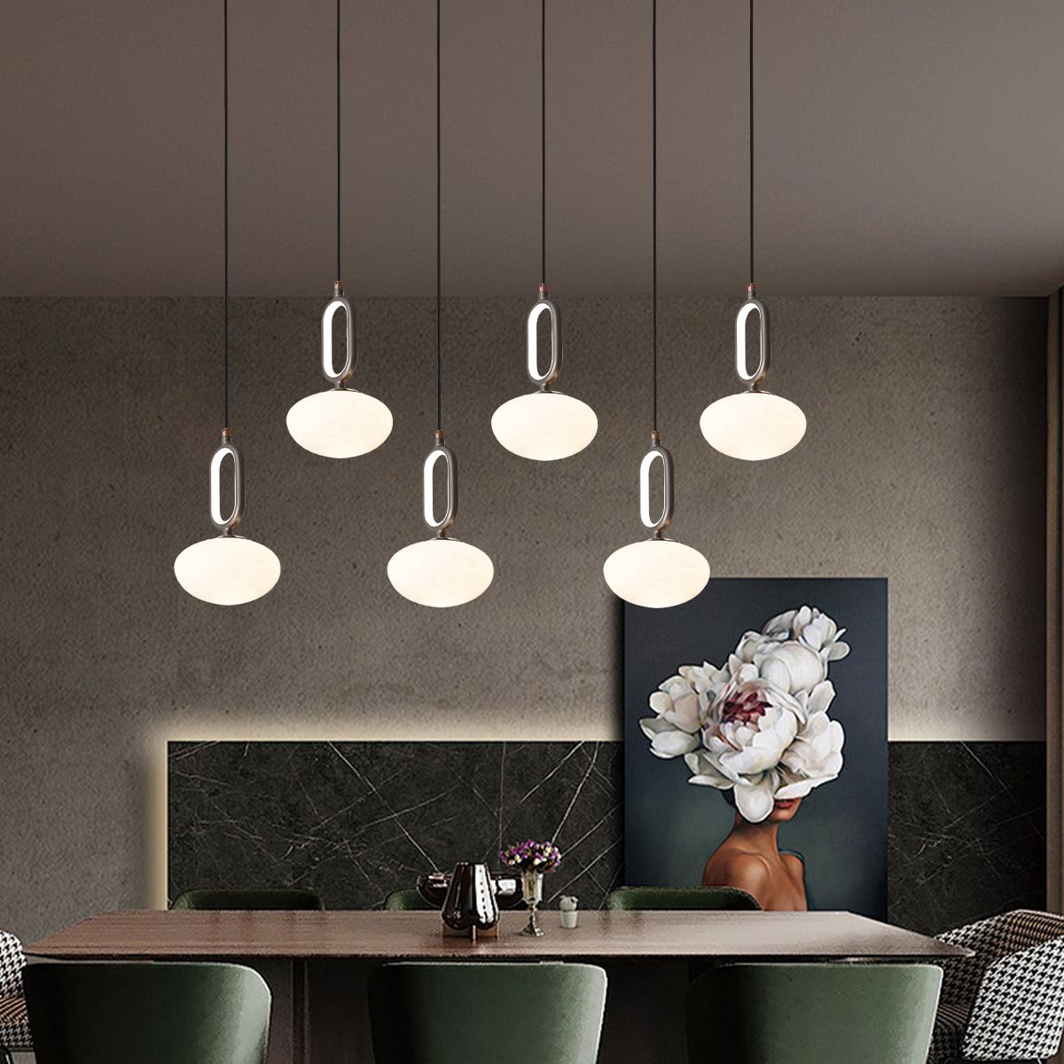 Lightsin Cloud Glass Pendant Light with Tri-Colour LED and Metal Frame Lightsin UK 