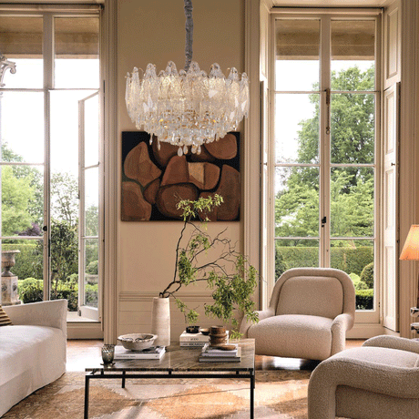 Lightsin Champagne Gold Crystal Leaf Chandelier Lightsin UK 