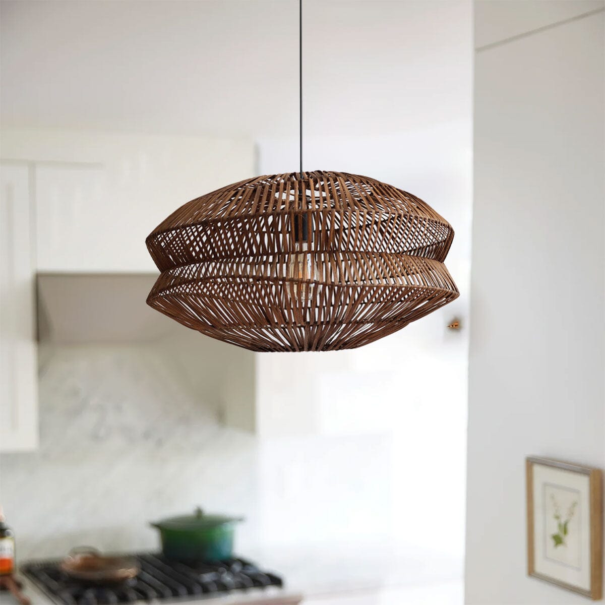 Lightsin Eco-Friendly Handwoven Rustic Farmhouse Rattan Pendant Light Lightsin UK 