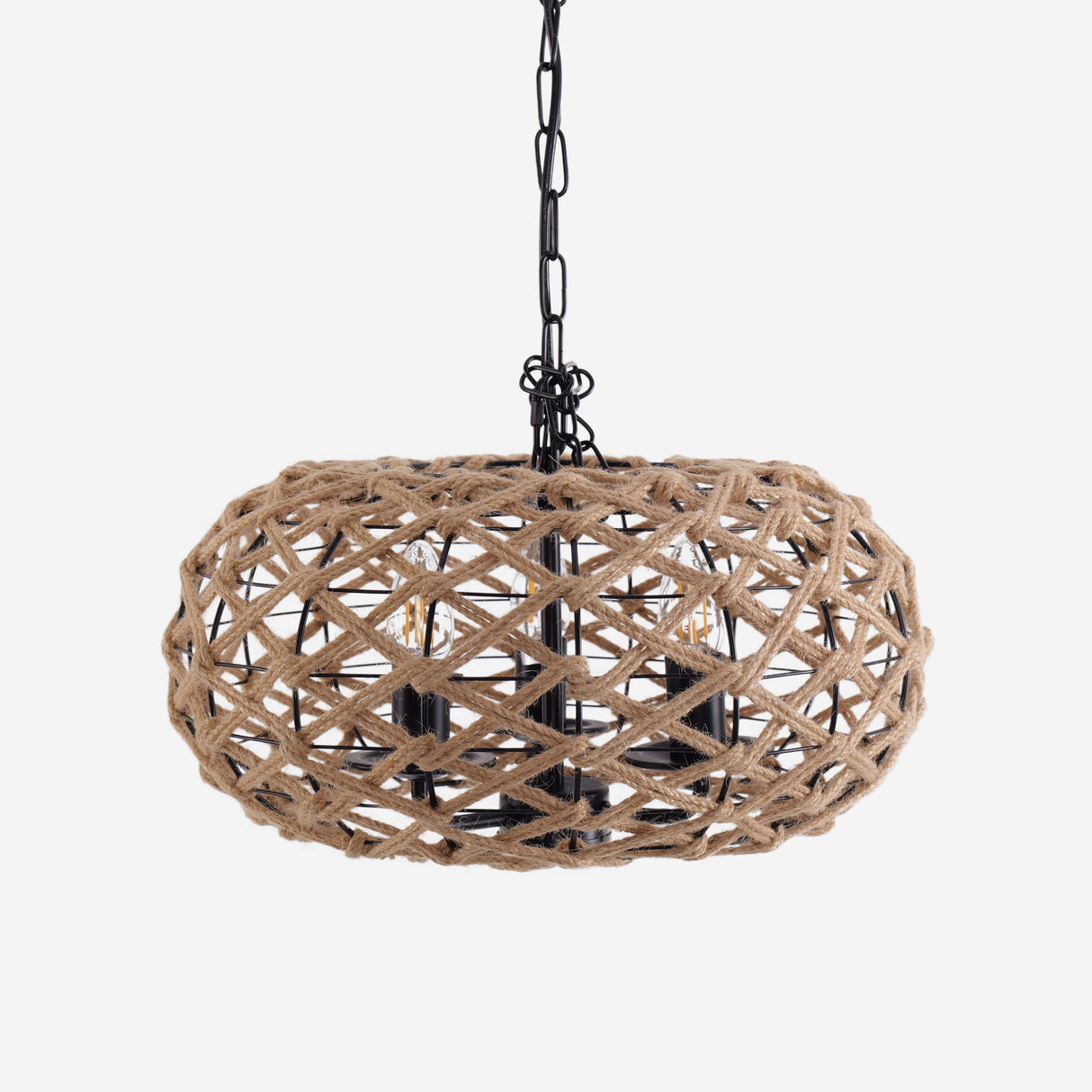 Lightsin Rustic Hemp Rope and Iron Globe Pendant Light for Living Spaces Lightsin UK 