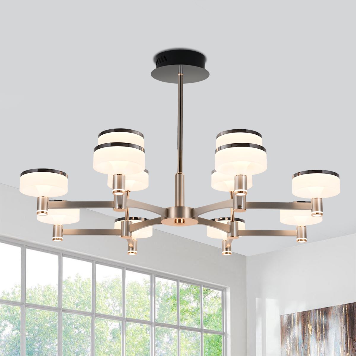 Lightsin Aluminum Acrylic Chandelier with Three-Color Changing Lightsin UK 