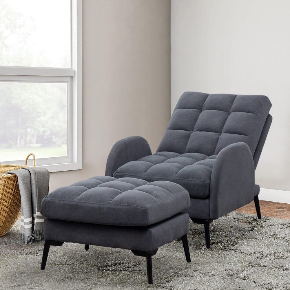 Upholstered Adjustable Backrest Velvet Sleeper Recliner Come with Ottoman Recliners Living and Home 