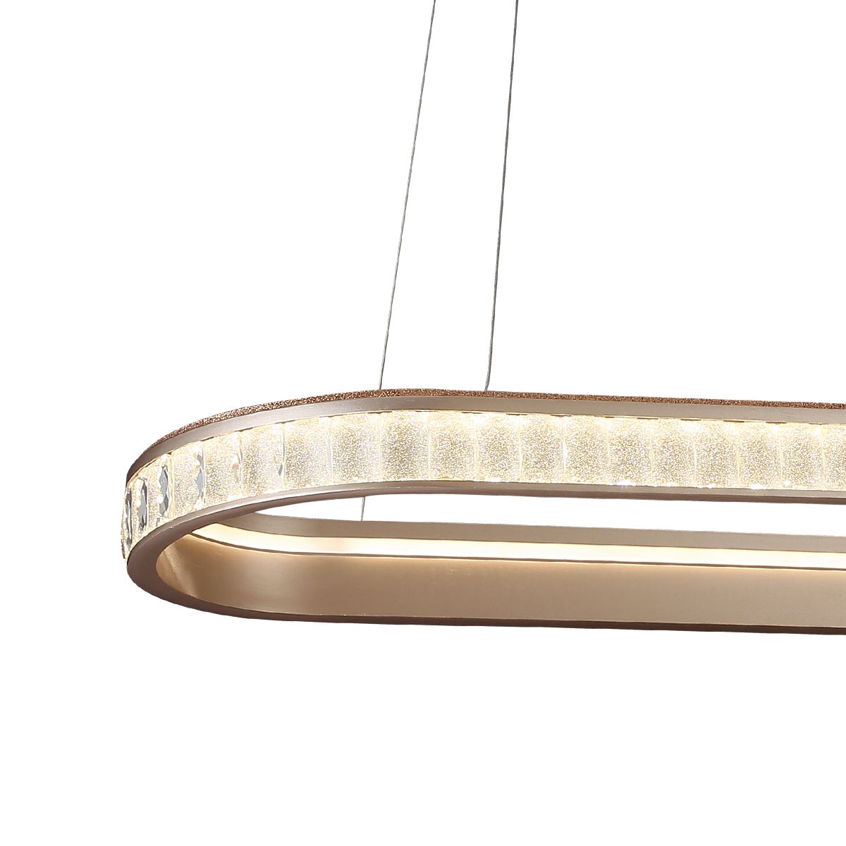 Lightsin Elegant Champagne Gold Oval Pendant Light with Crystal Accents Lightsin UK 