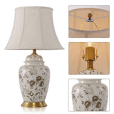 Chrysanthemum Ceramic and Copper Table Lamp with Fabric Shade Lightsin UK 