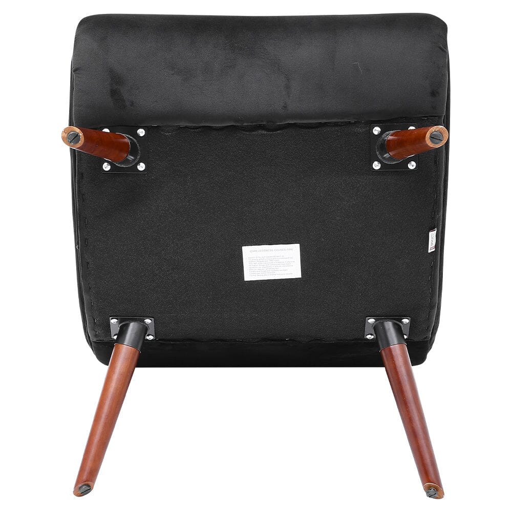 Black Modern Curved Velvet Lounge Chair with Footstool Lounge Chairs Living and Home 