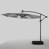 Beige/Light Grey/Dark Grey 3m Iron Banana Umbrella Cantilever Garden Parasols with LED Lights Parasols Living and Home Rectangle water tank base Light Grey 