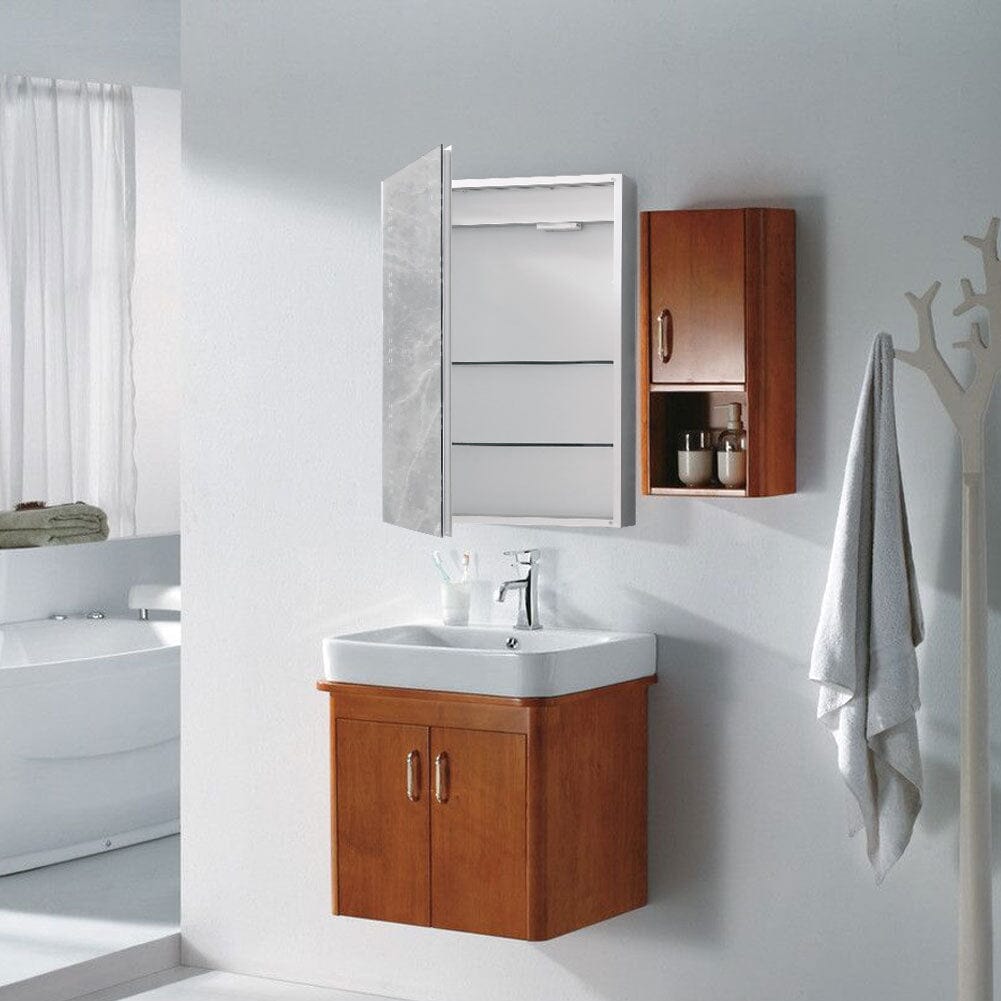 700x500MM LED Illuminated Mirror Cabinet with Shaver Socket&Demister Pad Bathroom Mirror Cabinets Living and Home 