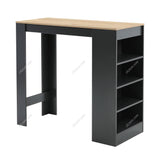 Wooden Bar Table with Open Shelves Living and Home Natural+Black 