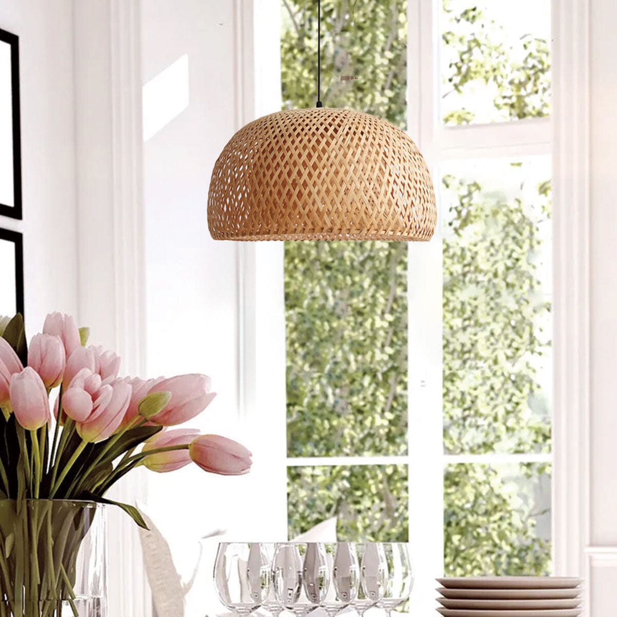 Lightsin Vintage Handwoven Bamboo Dome Pendant Light Lightsin UK 