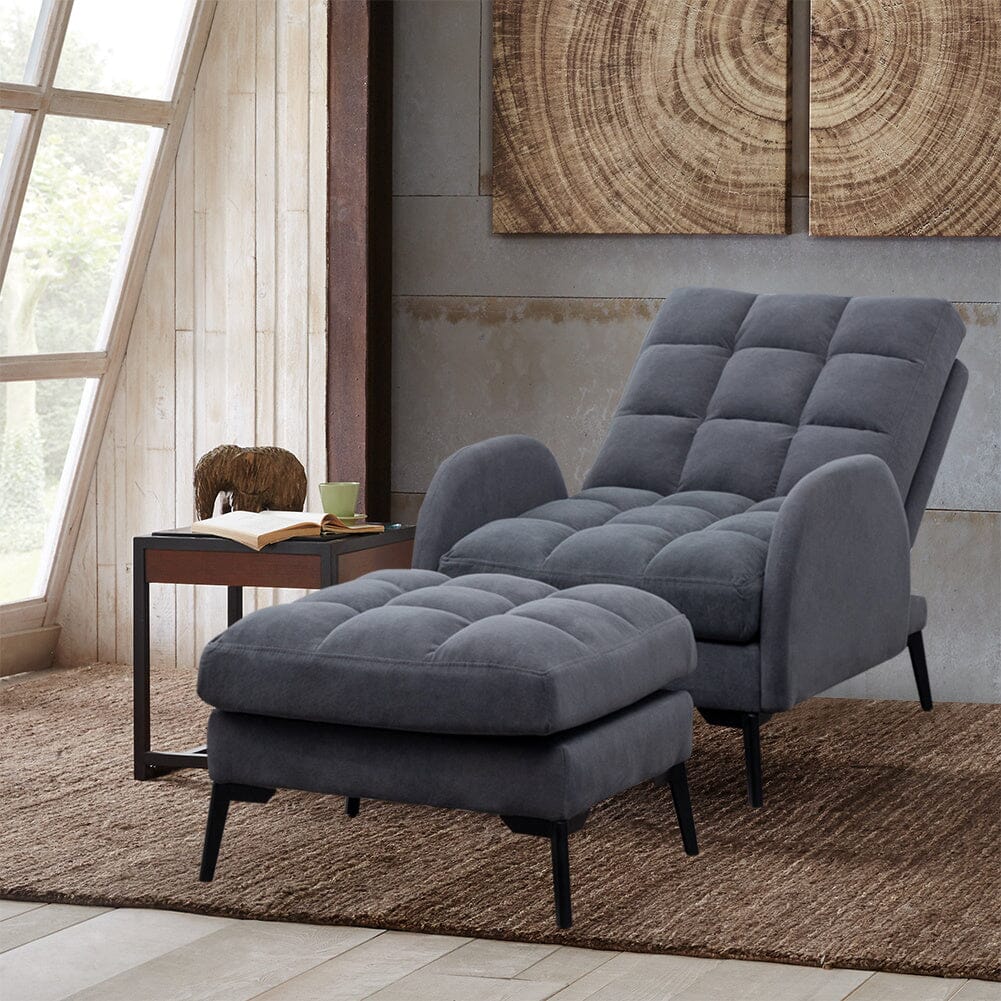 Upholstered Adjustable Backrest Velvet Sleeper Recliner Come with Ottoman Recliners Living and Home 